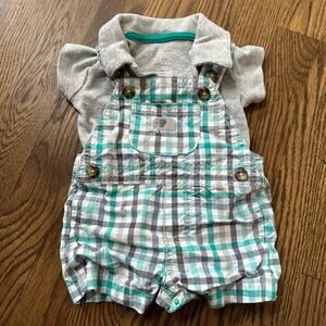 Carter’s plaid overall and bodysuit set, size 3 months (set of 2)